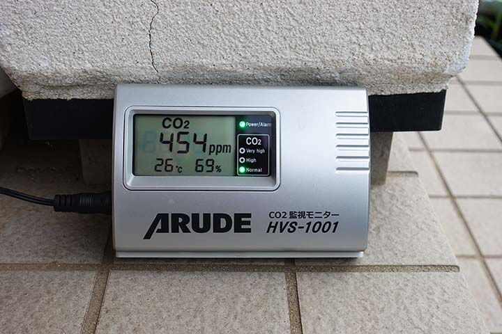 高精度NDIR方式センサー採用
アルデ CO2濃度監視モニター HVS-1001